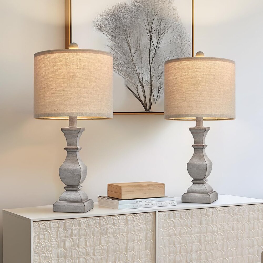 Set of 2, Vintage Bedside Lamps for Bedroom, Farmhouse Lamp 20.5" High